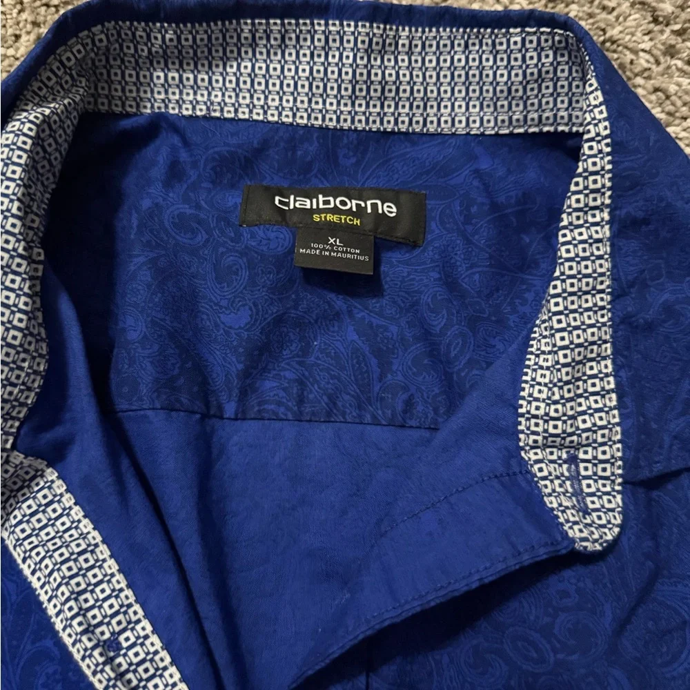Claiborne Men's Vibrant Blue Paisley Shirt - Picture 3 of 4